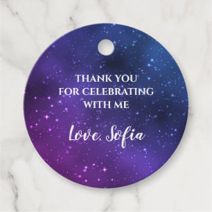 Galaxy Birthday Thank you Tag Universe Purple
