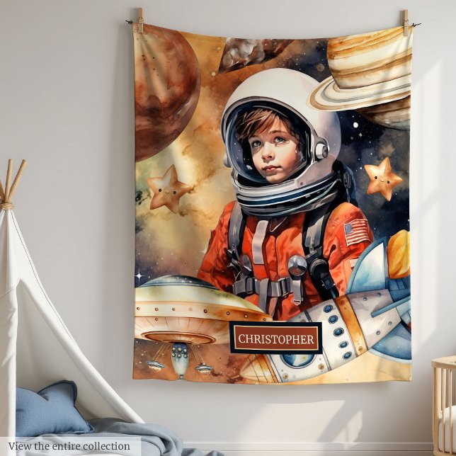 Galaxy Blanket with Astronaut Custom Name for Boys (Galaxy Blanket with Astronaut Custom Name for Boys

)