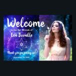Galaxy Blue Purple Bar Bat Mitzvah Photo Welcome Poster<br><div class="desc">Create your own unique, elegant welcome party signs designing on a simple photo template that can be personalized with your custom text and picture. The cool galaxy artwork by Raphaela Wilson depicts a purple and blue watercolor space nebula, a night sky filled with stars, as well as a modern white...</div>