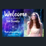 Galaxy Blue Purple Bar Bat Mitzvah Photo Welcome Poster<br><div class="desc">Create your own unique, elegant welcome party signs designing on a simple photo template that can be personalized with your custom text and picture. The cool galaxy artwork by Raphaela Wilson depicts a purple and blue watercolor space nebula, a night sky filled with stars, as well as a modern white...</div>