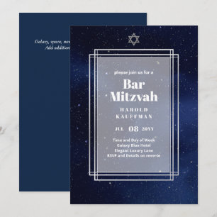 GALAXY Boys BAR MITVAH Space Blue Invitation