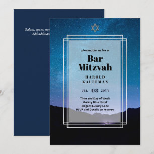 GALAXY Boys BAR MITVAH Space Blue Invitation