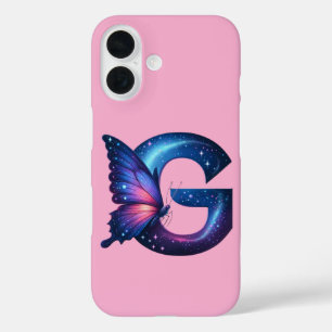Galaxy Butterfly Letter “G” Monogram on Pink iPhone 16 Case