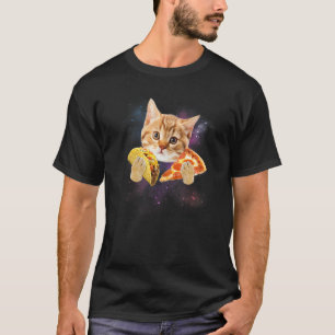 Galaxy Ca Space Cat Eat Pizza And Taco T-Shirt