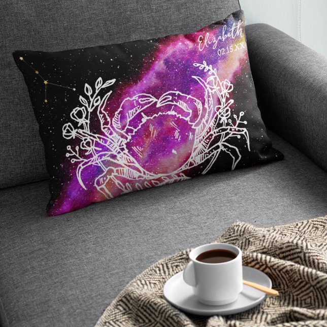Galaxy Cancer Constellation Name Zodiac Sign Lumbar Pillow (Creator Uploaded)