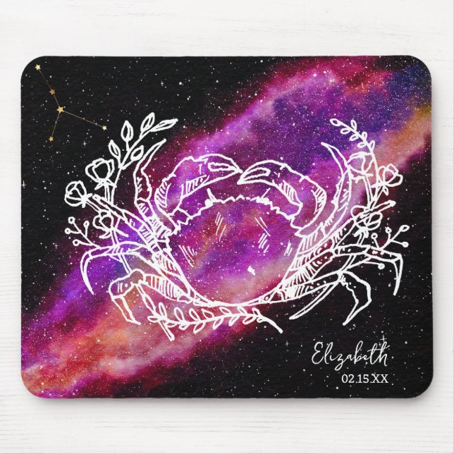 Galaxy Cancer Constellation Name Zodiac Sign Mouse Pad (Front)