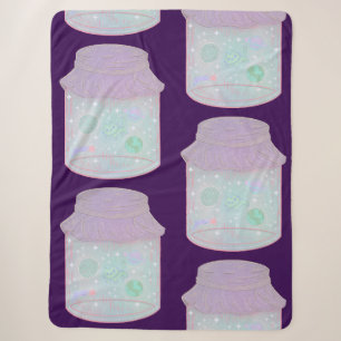 Galaxy Cat in a Jar Kawaii Space Cat Art Sherpa Blanket