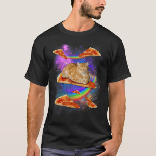Galaxy Cat In Space Cat Riding Pizza T-Shirt