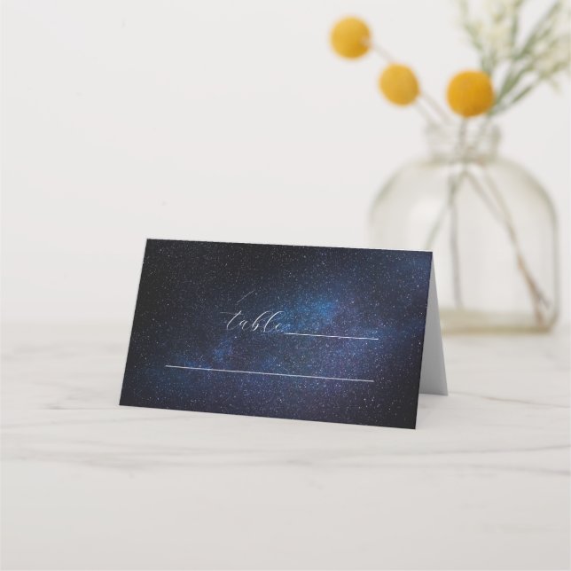 Galaxy Celestial Space Cosmos Stars Wedding Place Card (Front)