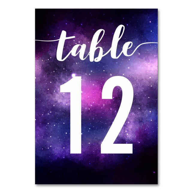 Galaxy Celestial Stars Wedding Dinner Table Number (Front)