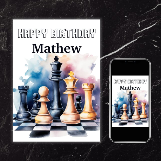 Galaxy Chess Pieces Modern Chess Birthday Card (Galaxy Chess Pieces Modern Chess Birthday Card)
