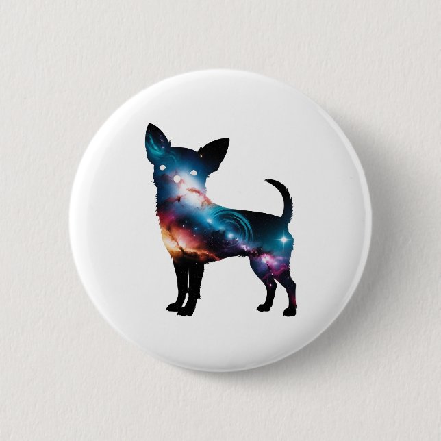 Galaxy Chihuahua Silhouette 2 Inch Round Button (Front)