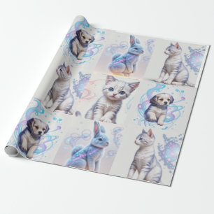 Galaxy Collection puppy, kitten, cat, bunny Wrapping Paper