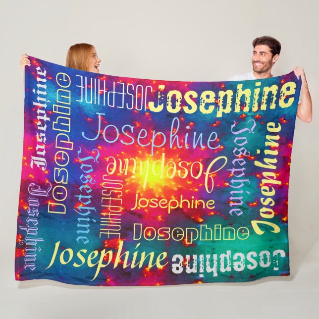 Galaxy Colourful tie-dye Sunburst Personalized Nam Fleece Blanket (In Situ)