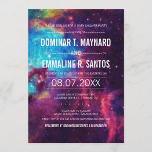 Galaxy Couple Baby Shower Photo Invite