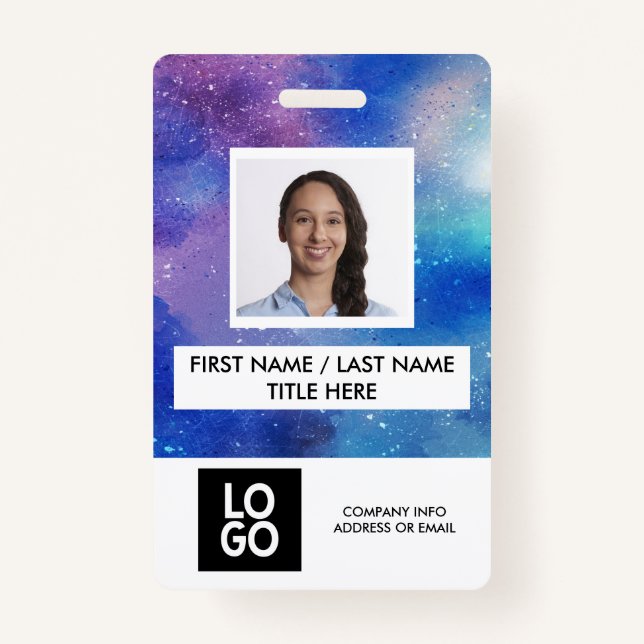 Galaxy Custom Employee Photo Personalized Name Badge (Front)