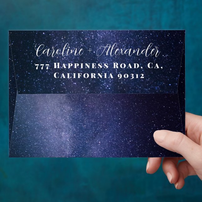 Galaxy Elegant Modern Wedding Sky Return Address E Envelope (Hand)