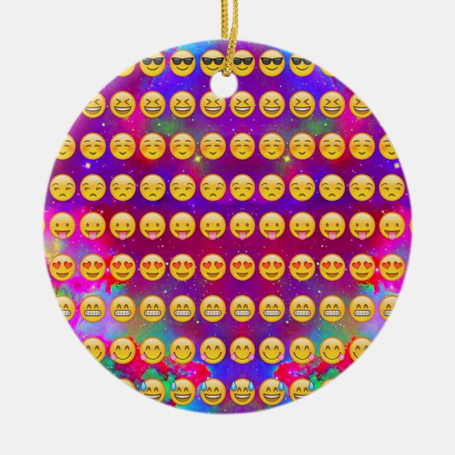 Galaxy Emojis Ceramic Ornament (Front)
