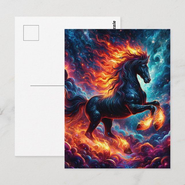 Galaxy Fire Horse Chinese New Year 2026 Postcard (Front/Back)