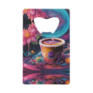 Galaxy Garden Coffee Art Credit Card Bottle Opener