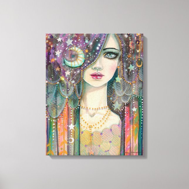 Galaxy Girl Bohemian Beauty Fantasy Art Canvas Print (Front)