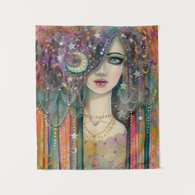 Galaxy Girl Bohemian Fantasy by Molly Harrison Tapestry (Front)