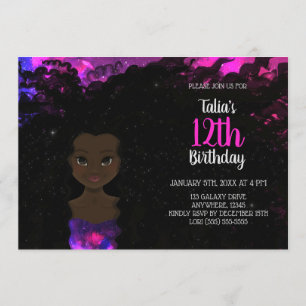 Galaxy Girl Invitation d'anniversaire   Ombre magi