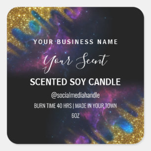 Galaxy Glitter Back Soy Candle Labels