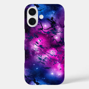 Galaxy Glow   Cosmic Blue Purple and Pink Marble iPhone 16 Case