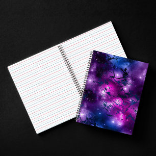 Galaxy Glow Cosmic Blue Purple and Pink Marble Notebook
