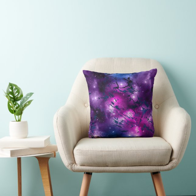 Galaxy Glow | Cosmic Blue Purple and Pink Marble Throw Pillow (Chair)