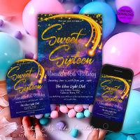 Galaxy Glow Light Sweet Sixteen Birthday Party