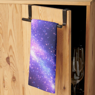 Galaxy Glow: Sparkling Ultraviolet and Blue Star Kitchen Towel