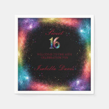 Galaxy Glow Sweet 16 Paper Napkins