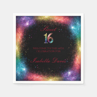 Galaxy Glow Sweet 16 Paper Napkins