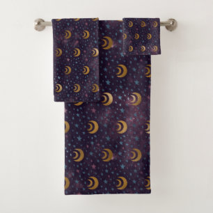 Galaxy Gold Moon Phases Étoiles Ciel nocturne