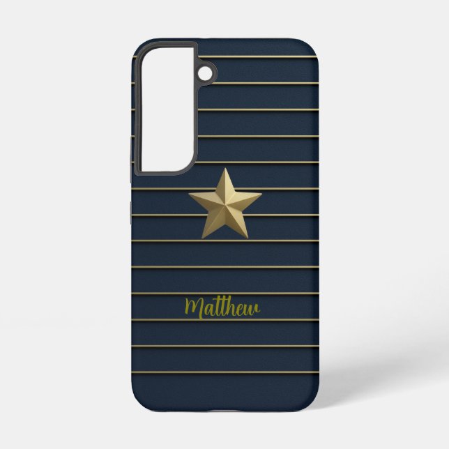 Galaxy Gold Star sur Navy Blue Samsung Coque (Verso)