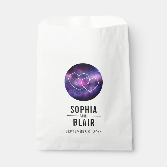 Galaxy Hearts Constellation Wedding Personalized Favour Bag (Front)