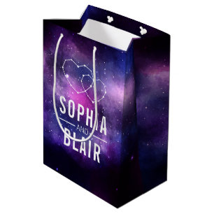 Galaxy Hearts Constellation Wedding Personalized Medium Gift Bag