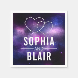 Galaxy Hearts Constellation Wedding Personalized Napkin