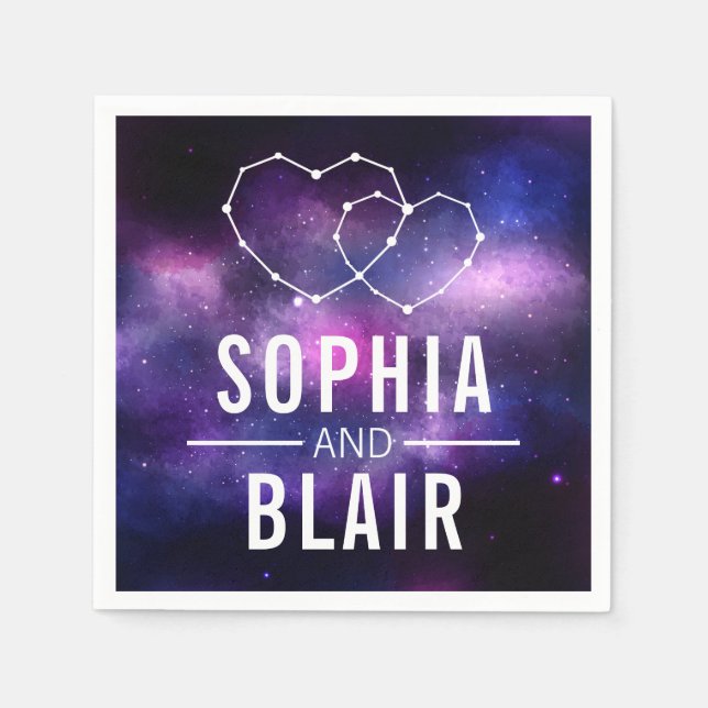 Galaxy Hearts Constellation Wedding Personalized Napkin (Front)