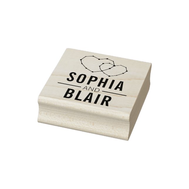 Galaxy Hearts Constellation Wedding Personalized Rubber Stamp (Stamp)