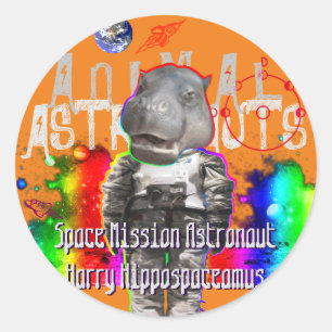Galaxy Hippo Astronaut in Space Classic Round Sticker