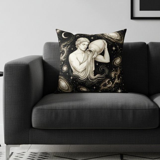 Galaxy Home Decor Aquarius Zodiac Celestial Throw Pillow (Creator Uploaded)