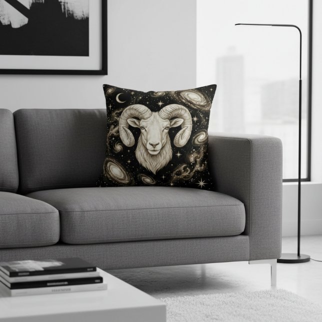 Galaxy Home Decor Aries Zodiac Celestial Throw Pillow (Creator Uploaded)
