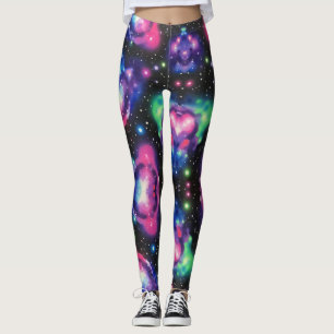 Galaxy In Neon Colours Seamless Pattern Leggings
