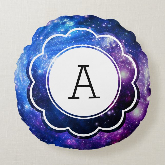 Galaxy Initial Round Pillow (Front)