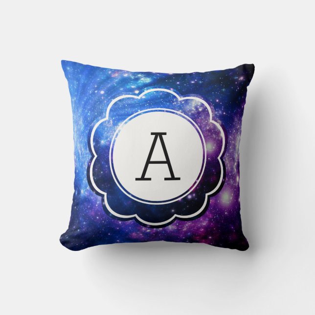 Galaxy Initial Throw Pillow (Front)