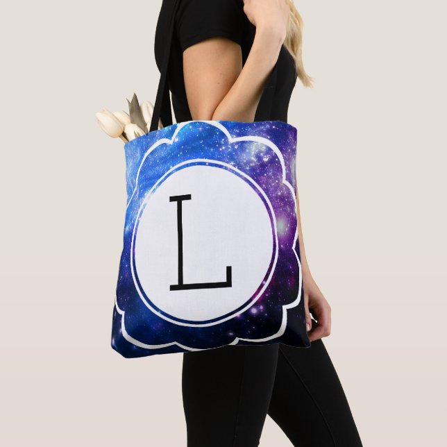 Galaxy Initial Tote Bag (Close Up)