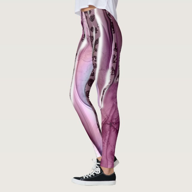 Galaxy Inspiré Leggings Violets, Side Side Unique (Gauche)